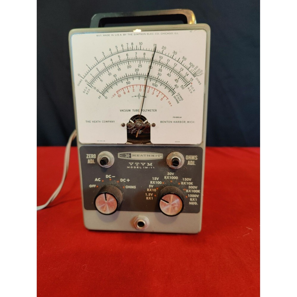 HEATHKIT VTVM MODEL IM-11 VACUUM TUBE VOLTMETER (works- missing cover)